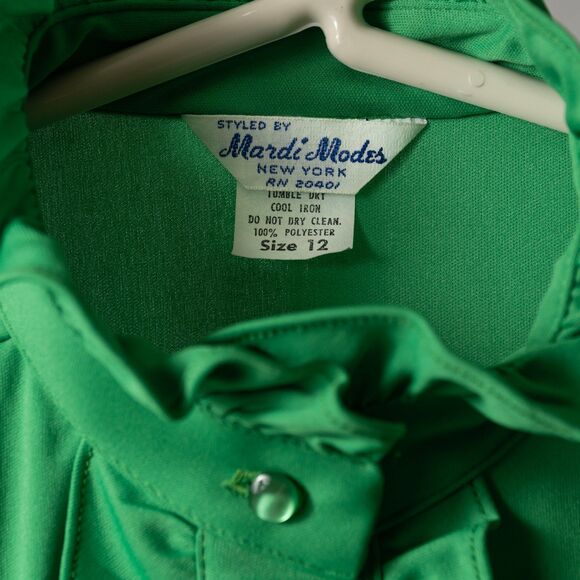 Vintage 70s Mardi Modes green buttons down shirt size 12/M - Picture 4 of 7
